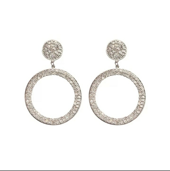 🎀Big Circle Rhinestone Drop Earings - Picture 4 of 7